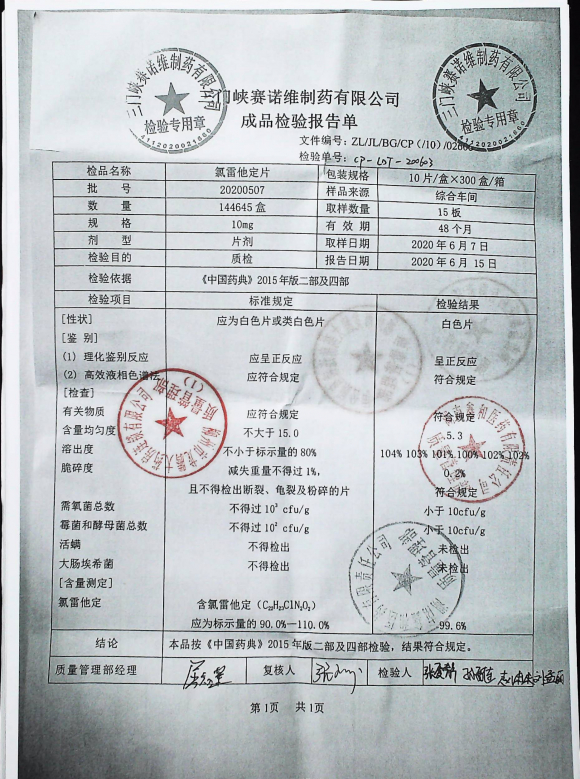 氯雷他定片20200507的封面
