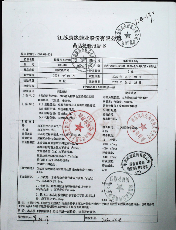 桂枝茯苓胶囊200401的封面