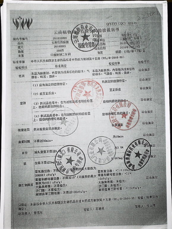 云南红药胶囊20180901的封面