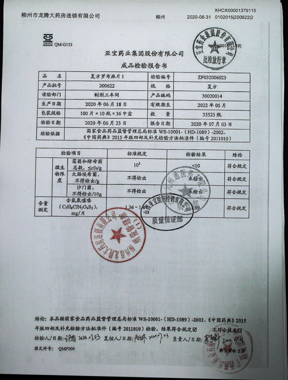 复方罗布麻片200622的封面