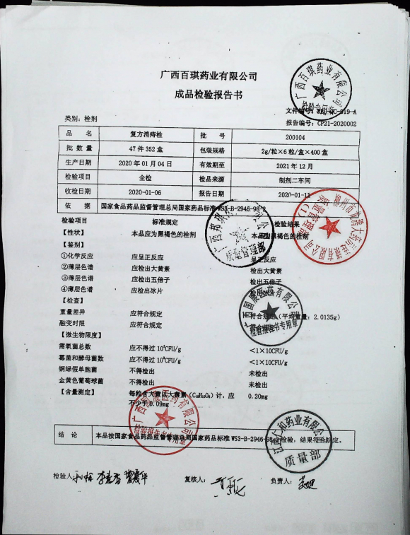 复方消痔栓200104的封面