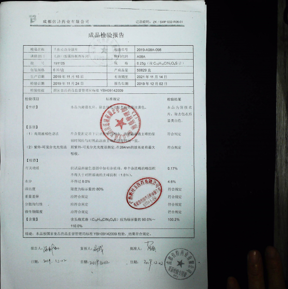 头孢克洛分散片191105的封面