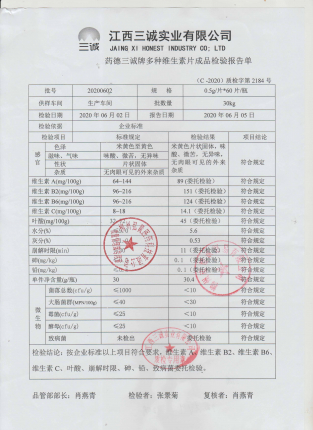 三诚多种维生素片20200602的封面