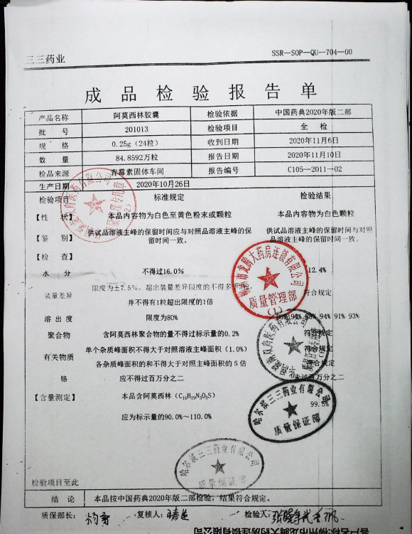 阿莫西林胶囊201013的封面
