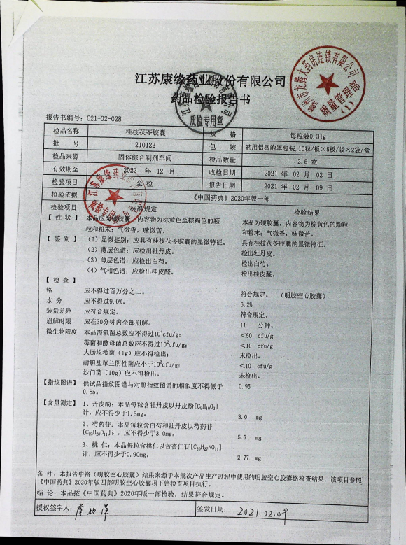 桂枝茯苓胶囊210122的封面