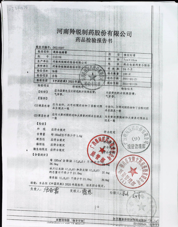 通络祛痛膏210104的封面