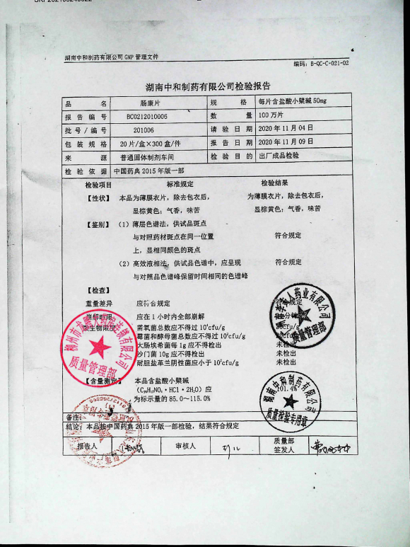肠康片201006的封面