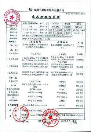湖南九典盐酸左西替利嗪胶囊210103的封面