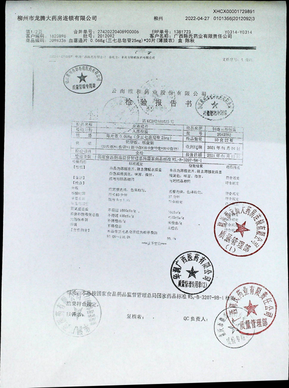 血塞通片2012092的封面