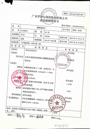 碳酸氢钠片L21K051的封面