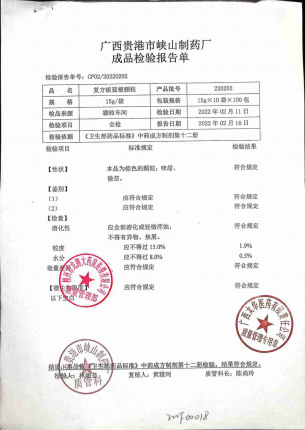 方板蓝根颗粒220202的封面