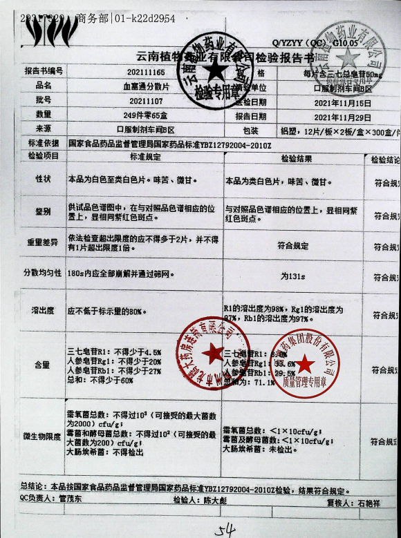 血塞通分散片20211107的封面