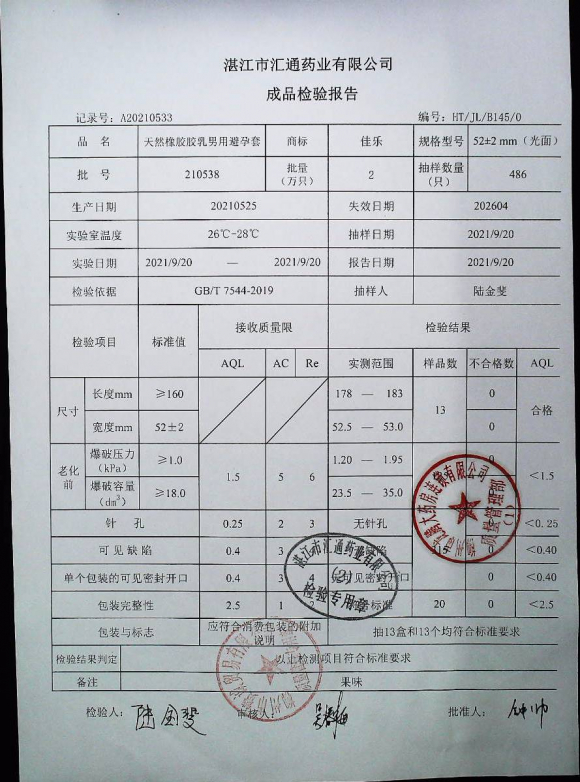 天然橡胶胶乳男用避孕套210538的封面