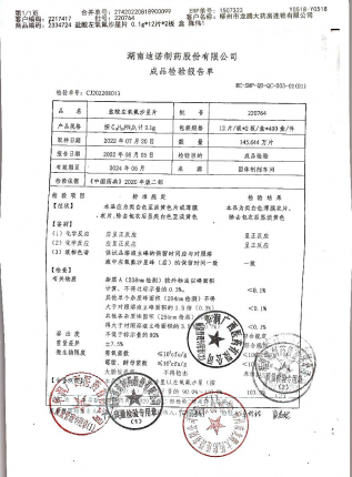 盐酸左氧氟沙星片220764 (2)的封面