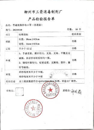 普通脱脂纱布口罩20210110的封面