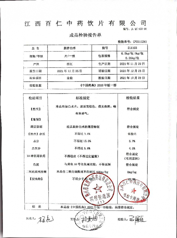 麸炒白术211103的封面
