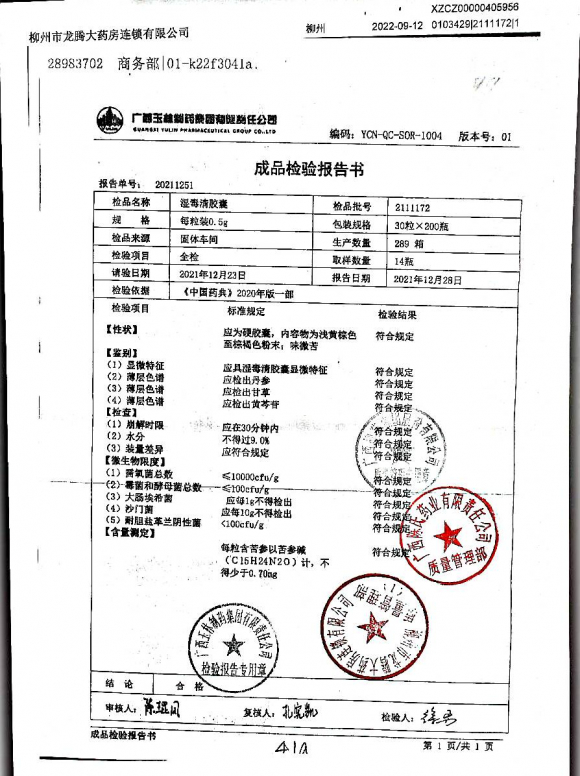 湿毒清胶囊2111172的封面