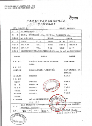 小儿氨酚黄那敏颗粒2206271的封面