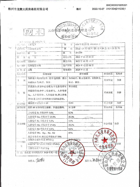 血塞通片211230的封面