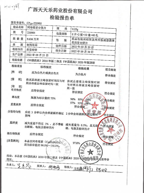 阿奇霉素分散片220905的封面