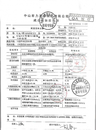 阿莫西林胶囊012208032的封面
