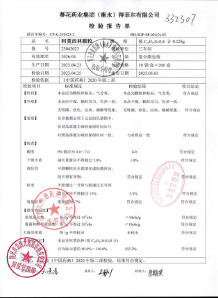 阿莫西林颗粒23043023的封面