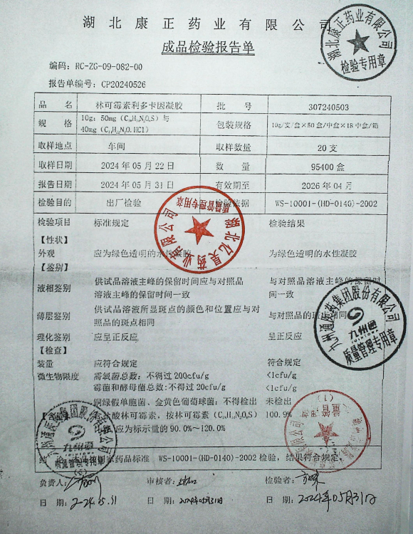 林可霉素利多卡因凝胶307240503的封面