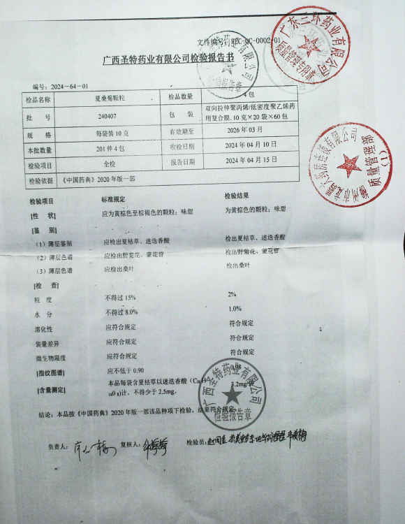 夏桑菊颗粒240407的封面