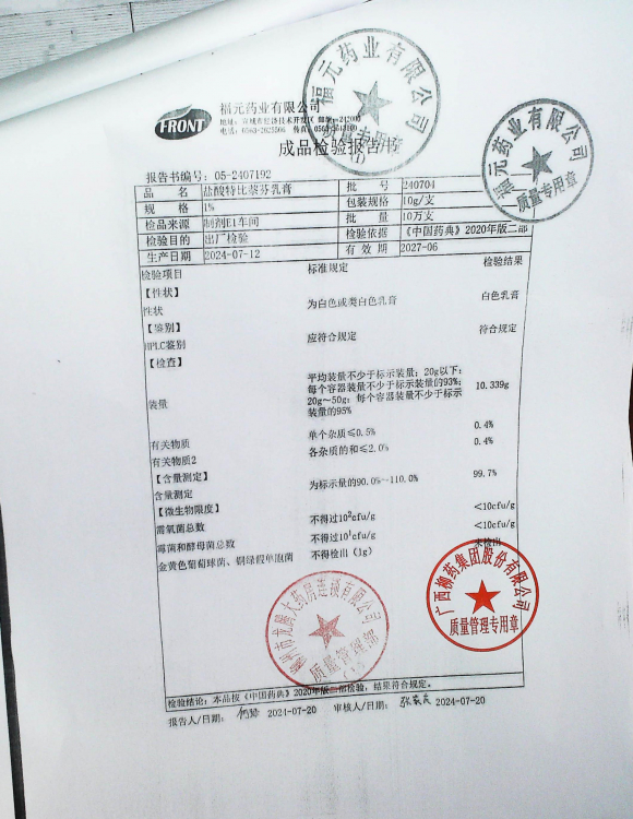 盐酸特比萘芬乳膏240704的封面