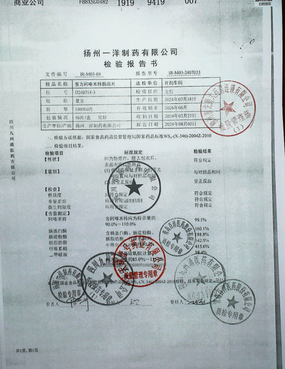 复方阿嗪米特肠溶片D240718-3的封面