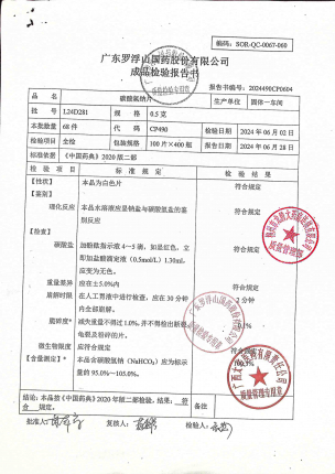 碳酸氢钠片L24D281的封面