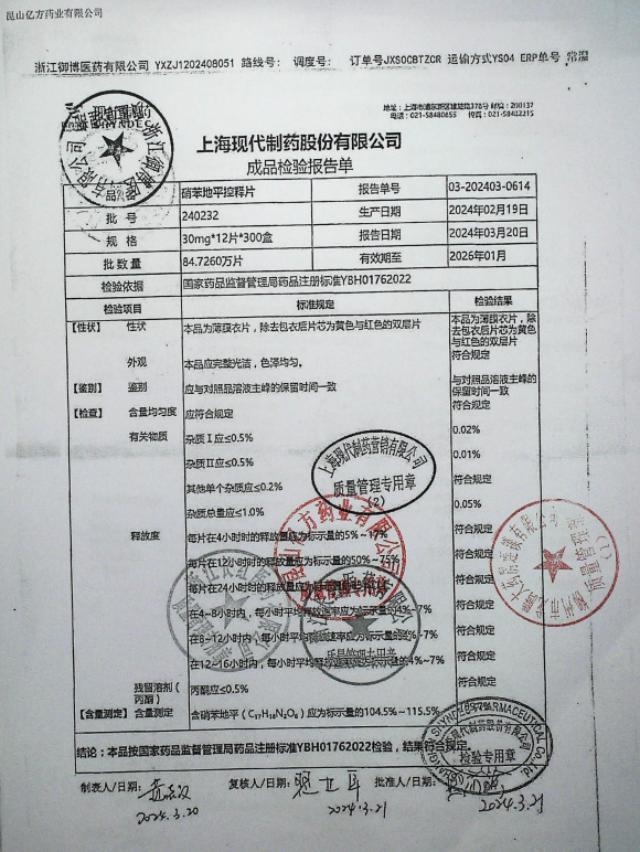硝苯地平控释片240232的封面