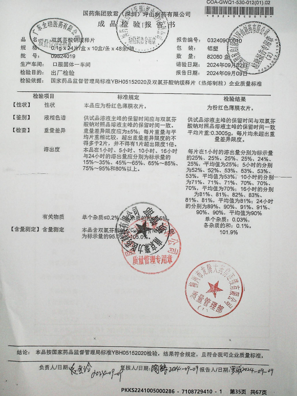 双氯芬酸钠缓释片09824019的封面