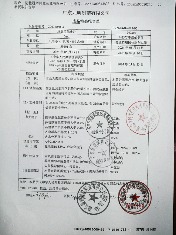 地氯雷他定片240502的封面