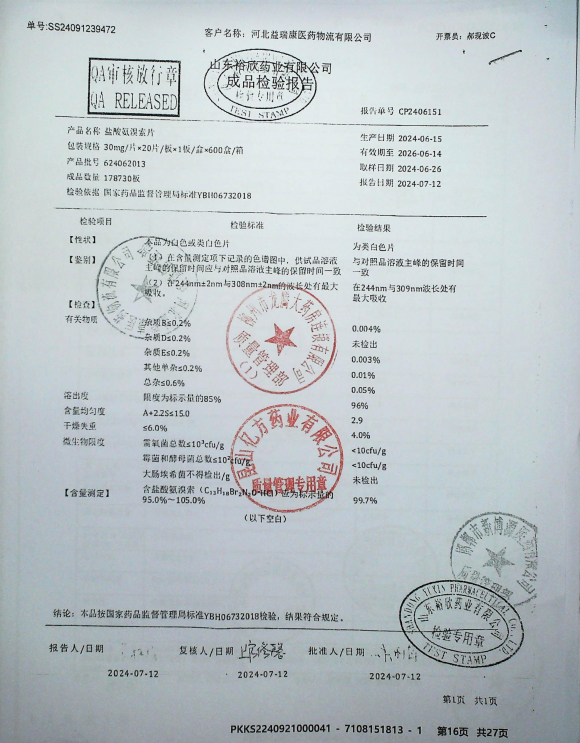 盐酸氨溴索片624062013的封面