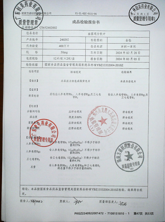 血塞通分散片240202的封面