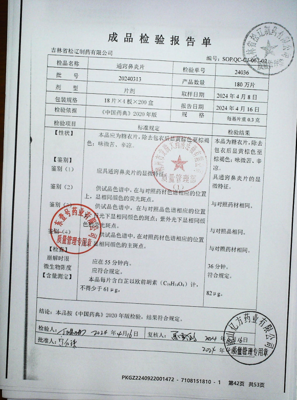 通窍鼻炎片20240313的封面