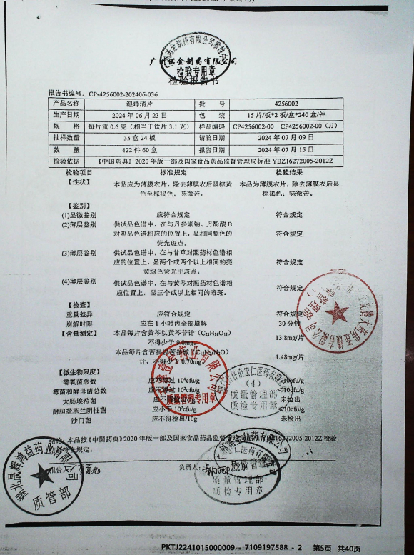 湿毒清片4256002的封面