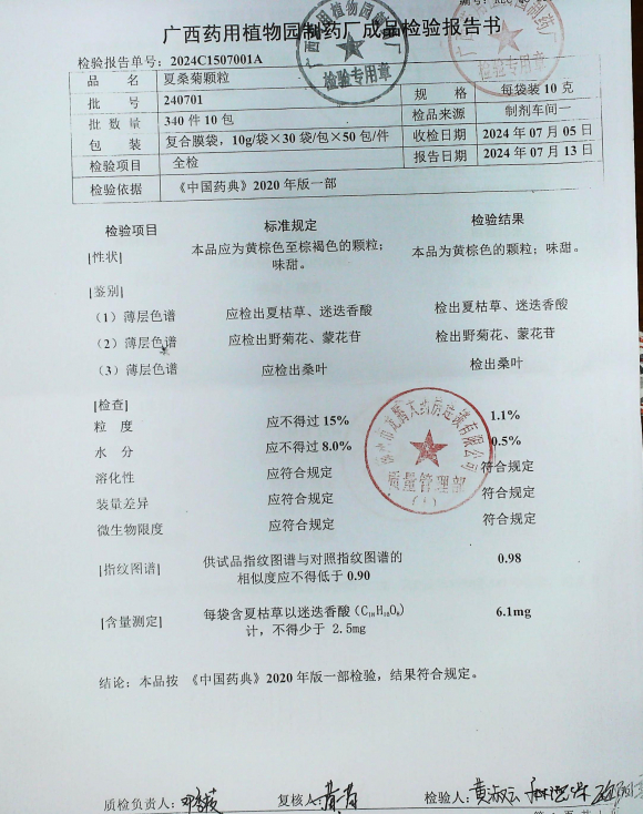 夏桑菊颗粒240701的封面
