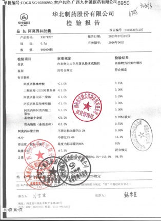 阿莫西林胶囊X3071207的封面