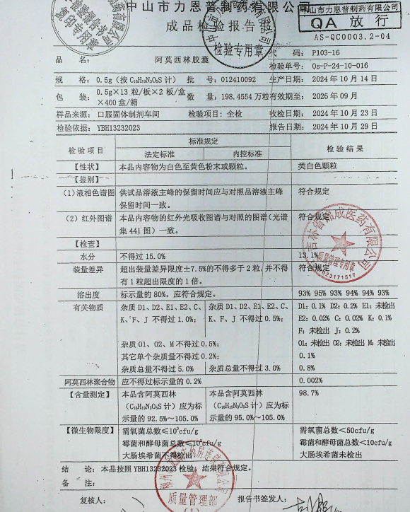 阿莫西林胶囊012410092的封面