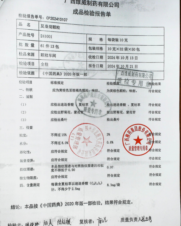 夏桑菊颗粒241001的封面