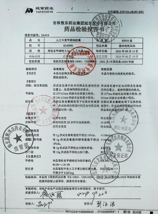人工牛黄甲硝唑胶囊B240901的封面