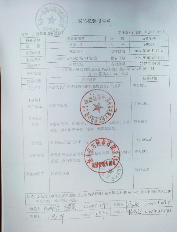 消炎镇痛膏240557的封面
