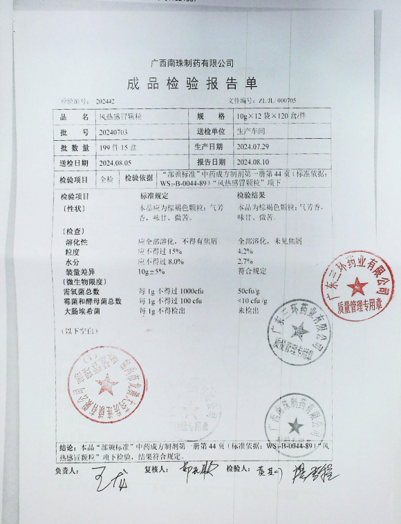 风热感冒颗粒20240703的封面