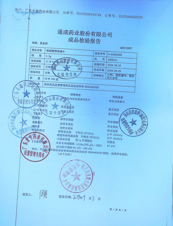 铝碳酸镁咀嚼片2408141的封面