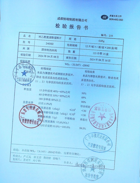 对乙酰氨基酚缓释片240302的封面