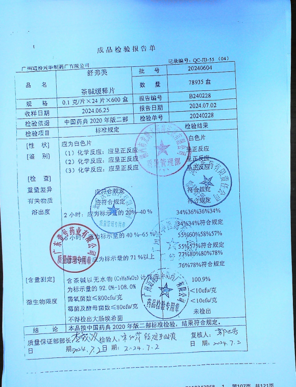 茶碱缓释片20240604的封面